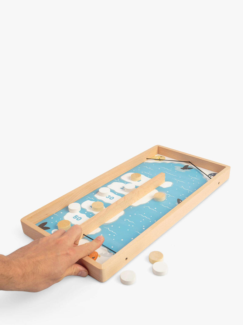 Bigjigs Toys ice puck game with wooden counters and board, imported from the UK