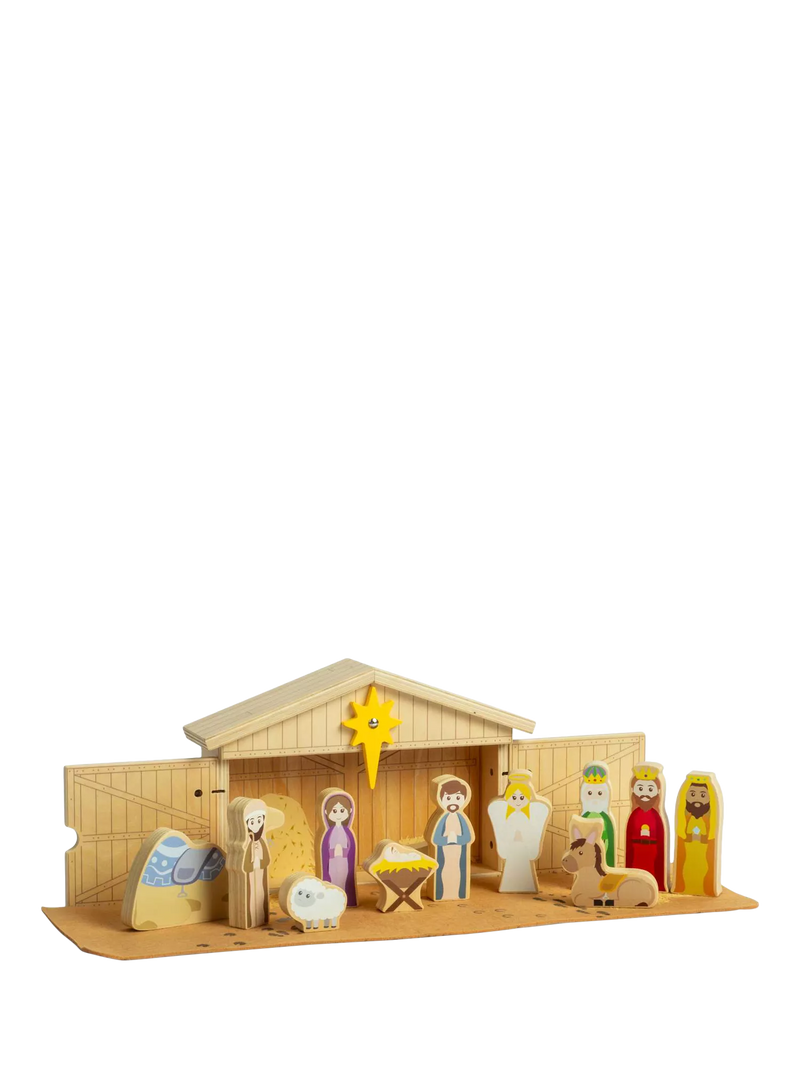 Bigjigs Toys wooden nativity set 13 pieces (British brand)