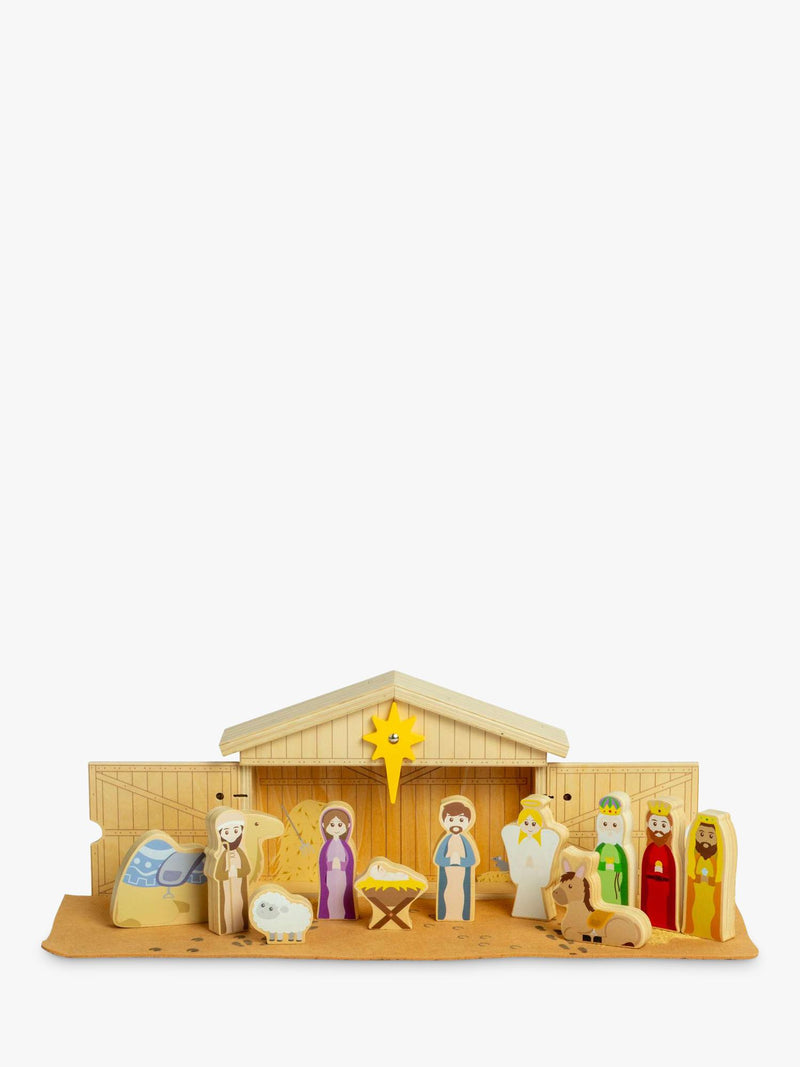 Bigjigs Toys wooden nativity set 13 pieces (British brand)
