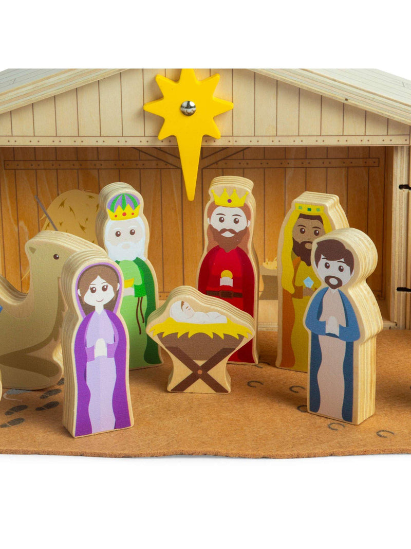 Bigjigs Toys wooden nativity set 13 pieces (British brand)