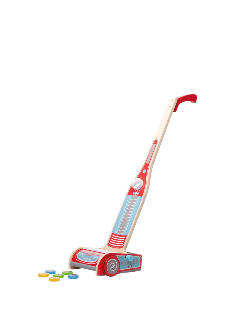 Bigjigs Toys wooden upright toy vacuum cleaner (British brand)