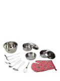 Bigjigs Toys kids kitchen set with stainless steel pots 14cm, imported from the UK