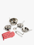 Bigjigs Toys kids kitchen set with stainless steel pots 14cm, imported from the UK