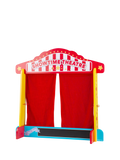 Bigjigs Toys Showtime wooden puppet theatre with red silk curtains - British product