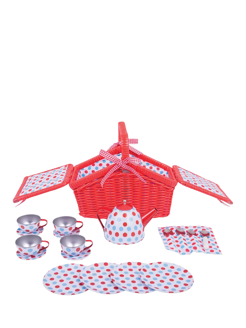 Bigjigs Toys spotted tea set, UK version