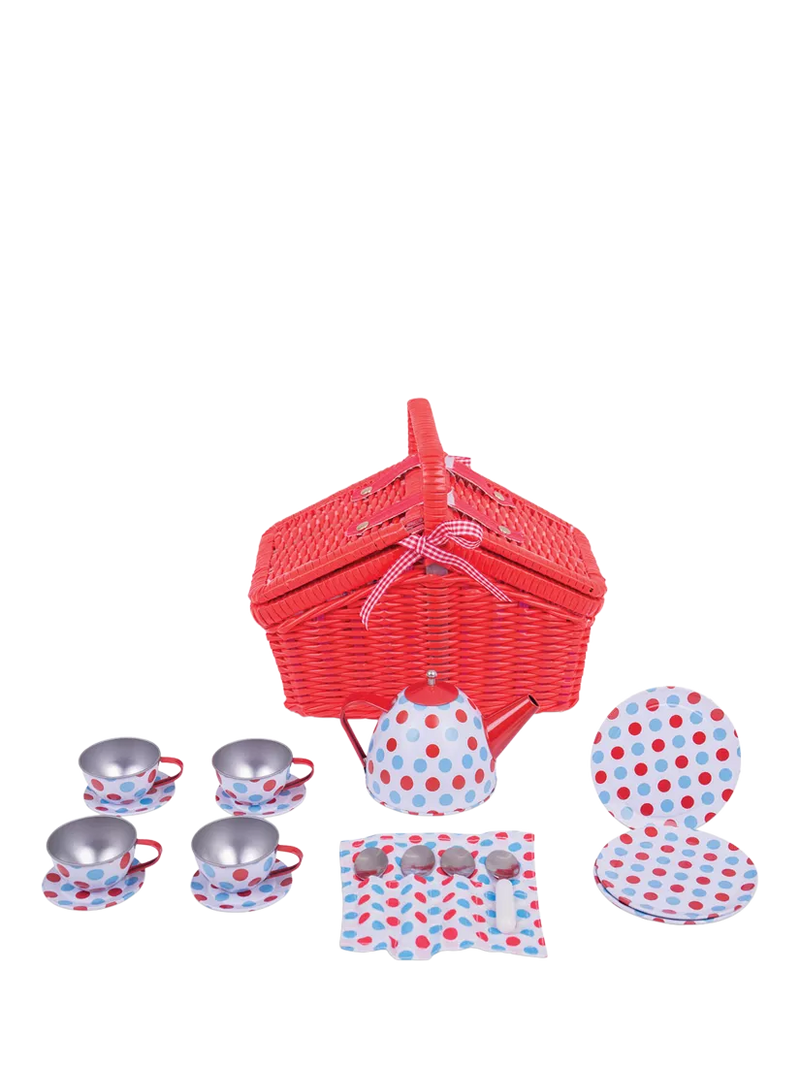 Bigjigs Toys spotted tea set, UK version