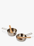 Bigjigs Toys cooking pot rack with pots and utensils (British brand)
