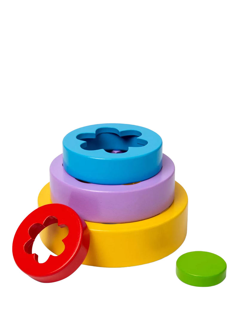 Bigjigs Toys Flower Tower wooden stacking toy with 5 pieces (British brand)