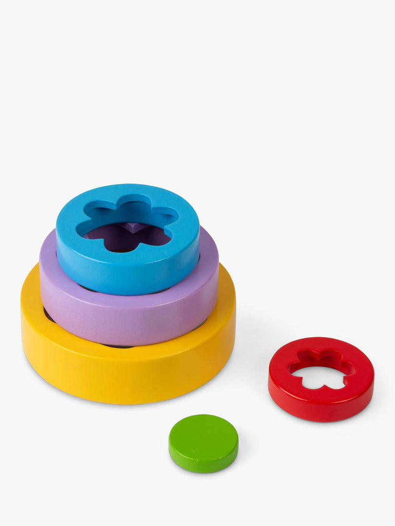 Bigjigs Toys Flower Tower wooden stacking toy with 5 pieces (British brand)