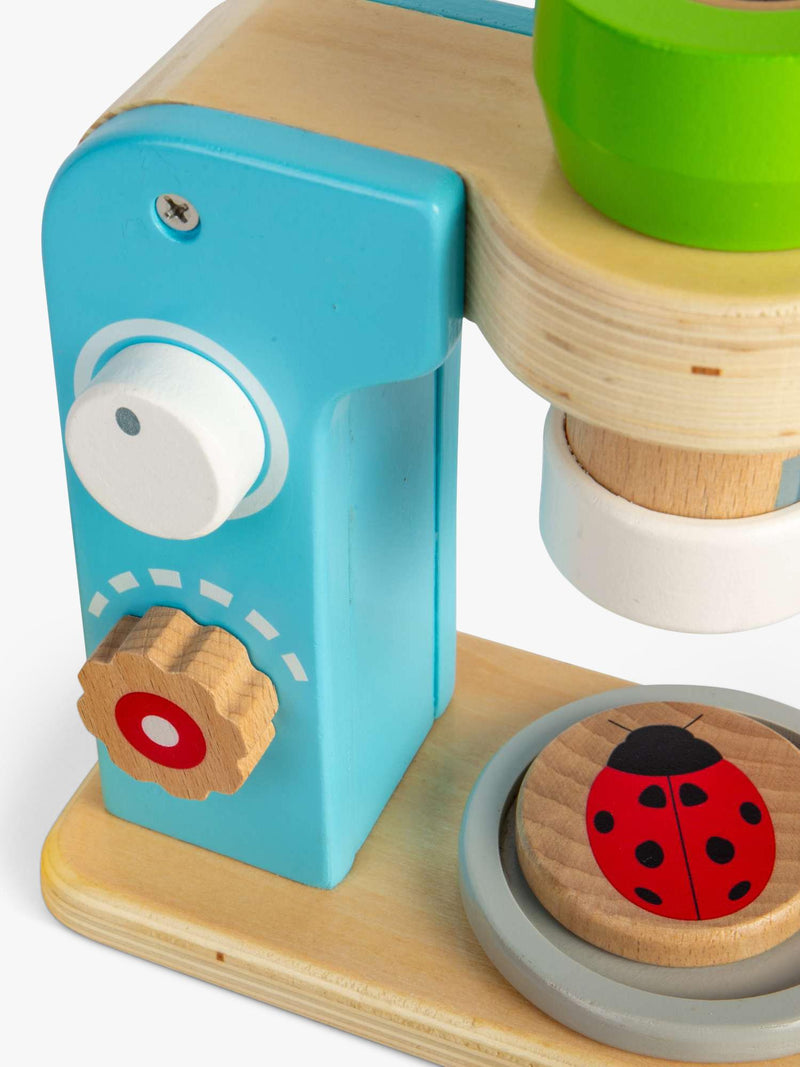 Bigjigs Toys wooden microscope with lenses and disks, UK version