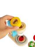 Bigjigs Toys wooden microscope with lenses and disks, UK version
