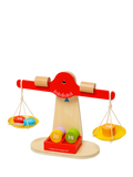 Bigjigs Toys wooden balancing scales with numbered disks - British product