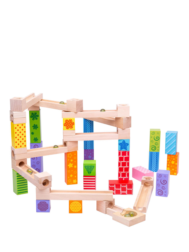 Bigjigs Toys wooden marble run 53 pieces (British brand)