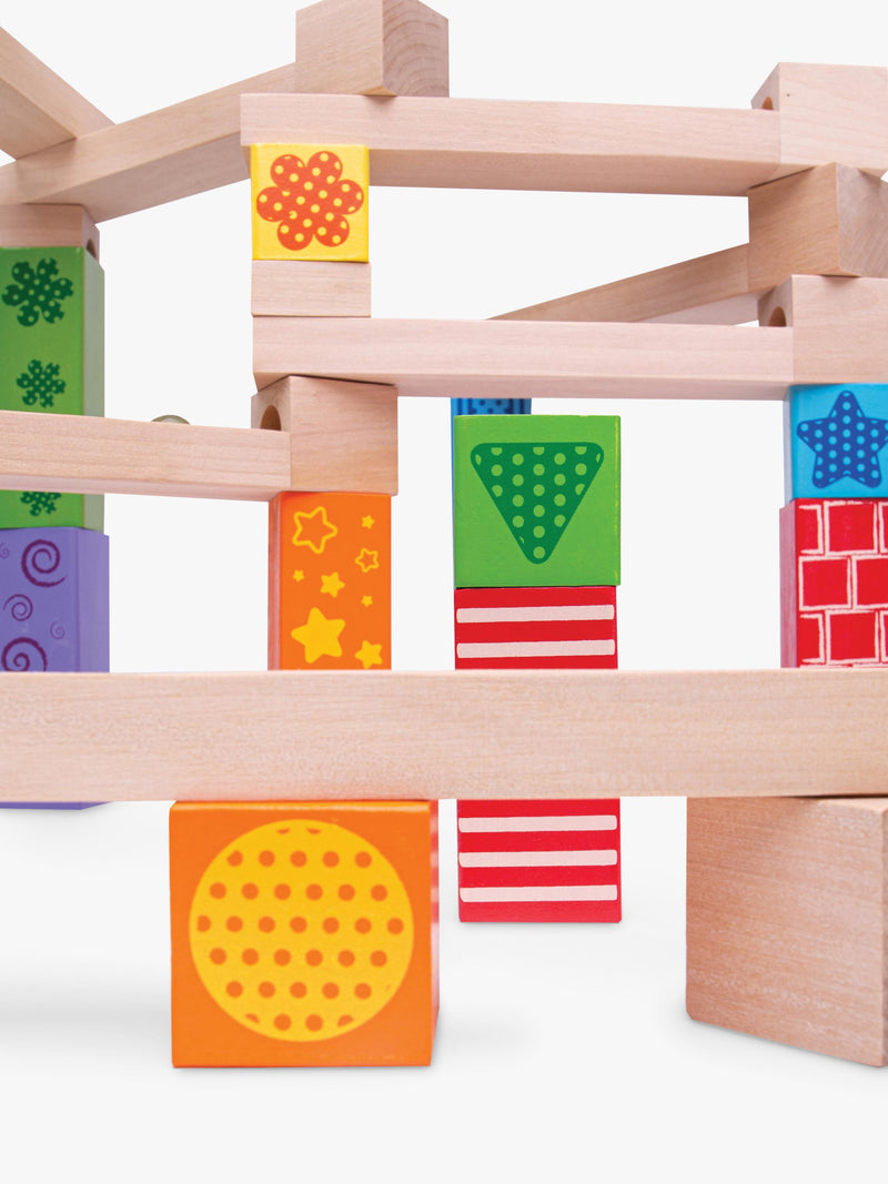 Bigjigs Toys wooden marble run 53 pieces (British brand)
