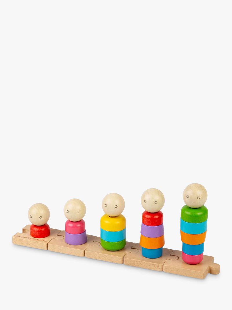 Bigjigs Toys Rainbow Family stacking toy 25 wooden pieces, imported from the UK