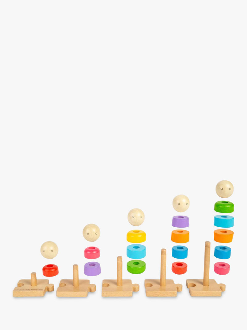 Bigjigs Toys Rainbow Family stacking toy 25 wooden pieces, imported from the UK