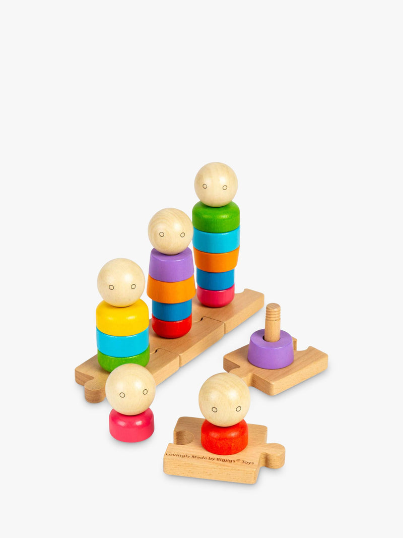 Bigjigs Toys Rainbow Family stacking toy 25 wooden pieces, imported from the UK