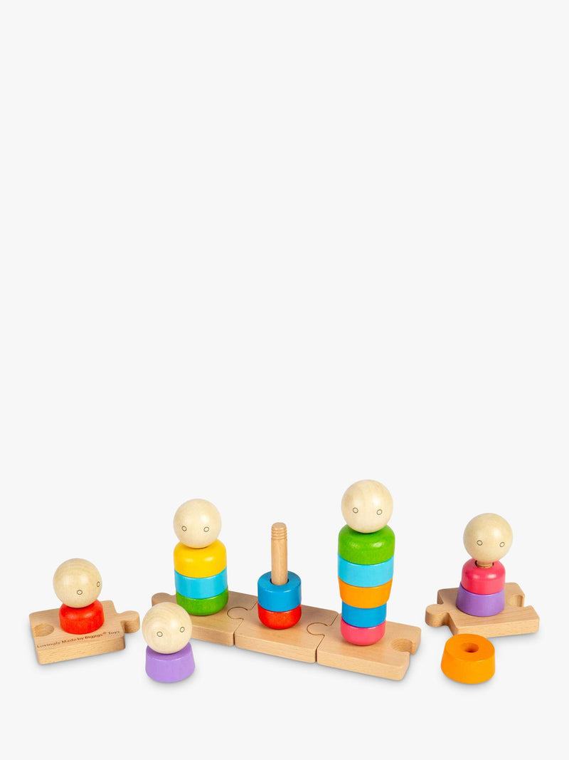 Bigjigs Toys Rainbow Family stacking toy 25 wooden pieces, imported from the UK