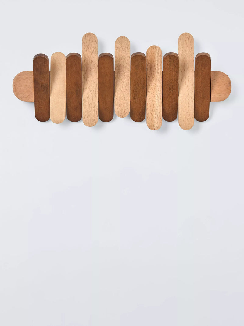 John Lewis beechwood pull-out wall hook rack brown, imported from the UK