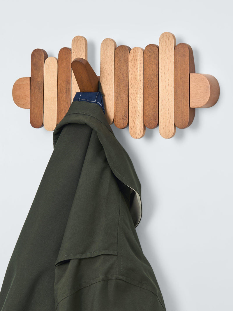John Lewis beechwood pull-out wall hook rack brown, imported from the UK