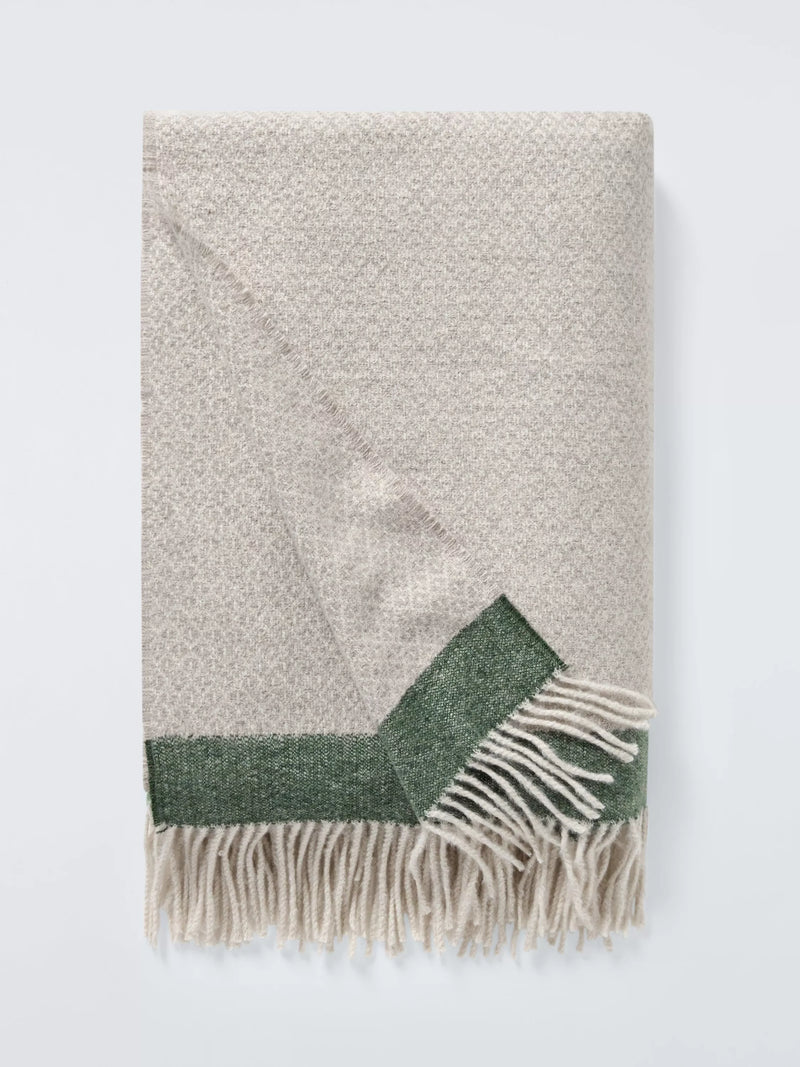 John Lewis diamond border throw grey green 140x190cm - British product