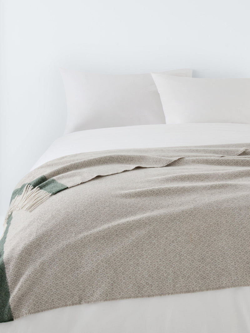 John Lewis diamond border throw grey green 140x190cm - British product