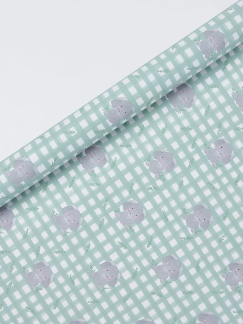 John Lewis gingham elephant wrapping paper 3m, imported from the UK