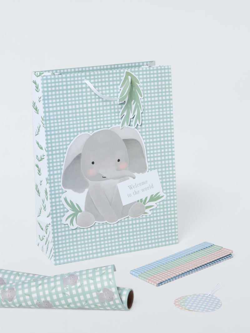 John Lewis gingham elephant wrapping paper 3m, imported from the UK