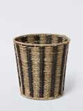 John Lewis waste paper bin black natural woven seagrass (British brand)