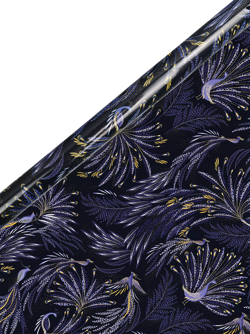 Sara Miller Peacock Parade purple wrapping paper 3m (British brand)