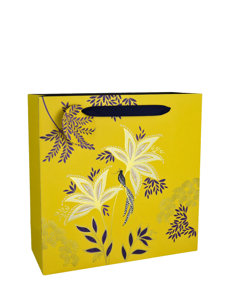 Sara Miller Botanic Blooms yellow gift bag with foil - imported from the UK