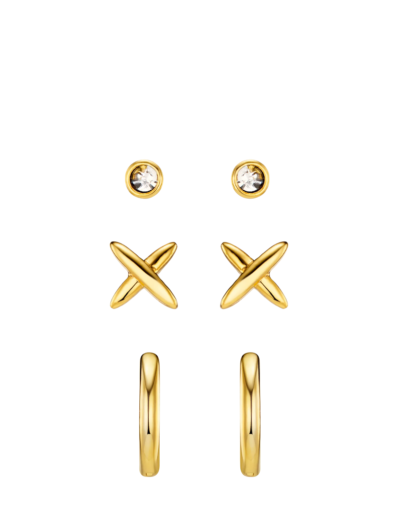 Orelia ear stacking set gold plated brass pack of 3, UK version