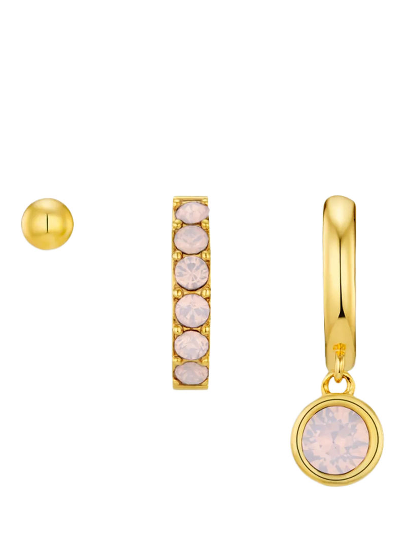 Orelia ear stacking set pack of 3 gold pink, UK version