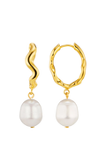 Orelia pearl drop hoop earrings 18ct gold plate, imported from the UK