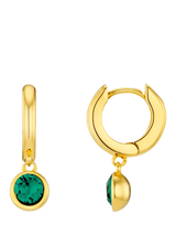 John Lewis Orelia Swarovski Drop Huggie Hoop Earrings Gold/Emerald- Buy online at McGrocer