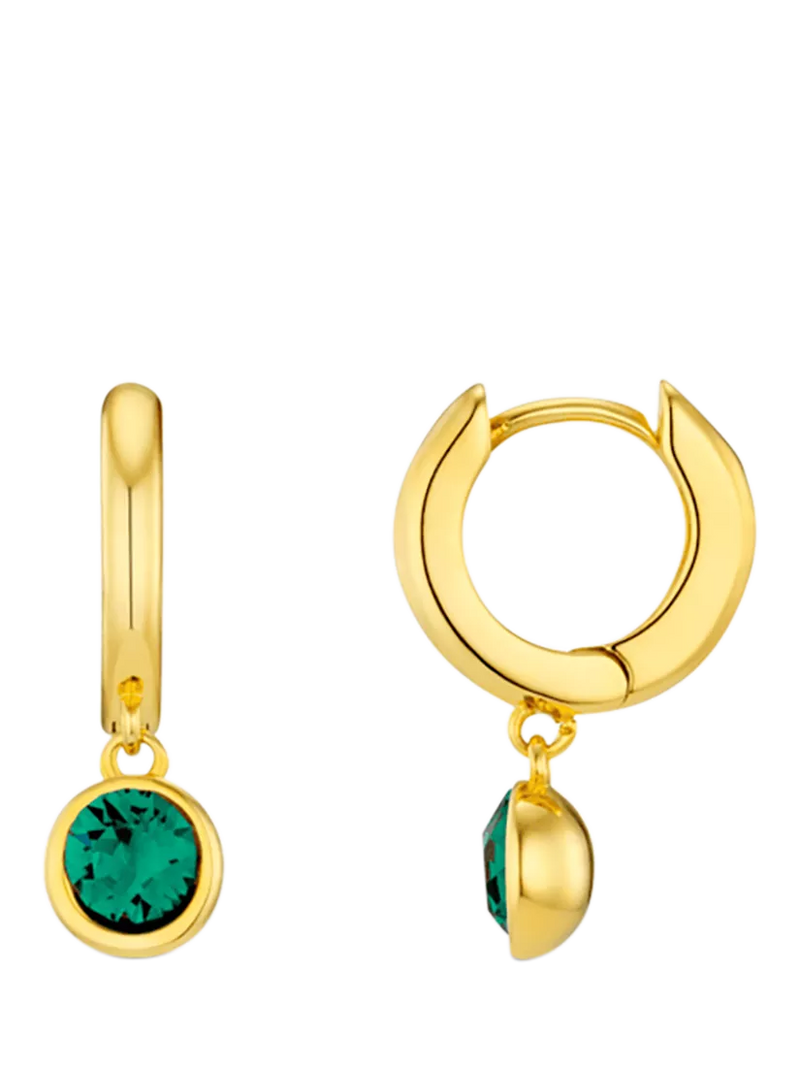 Orelia Swarovski huggie hoop earrings gold emerald - British product