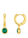 Orelia Swarovski huggie hoop earrings gold emerald - British product