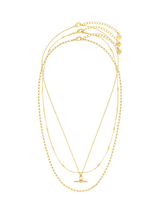 John Lewis Orelia Dainty T-Bar 3-Row Necklace Pale Gold- Buy online at McGrocer