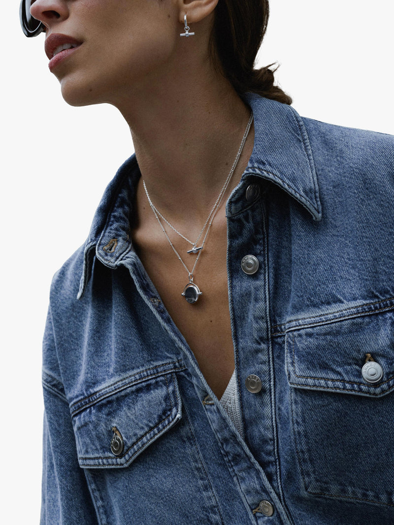 Orelia silver disc spinner necklace (British brand)
