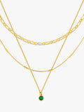 Orelia Swarovski crystal 3-row necklace gold emerald - British product