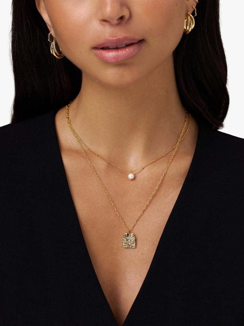 Orelia pearl satellite necklace gold - British product