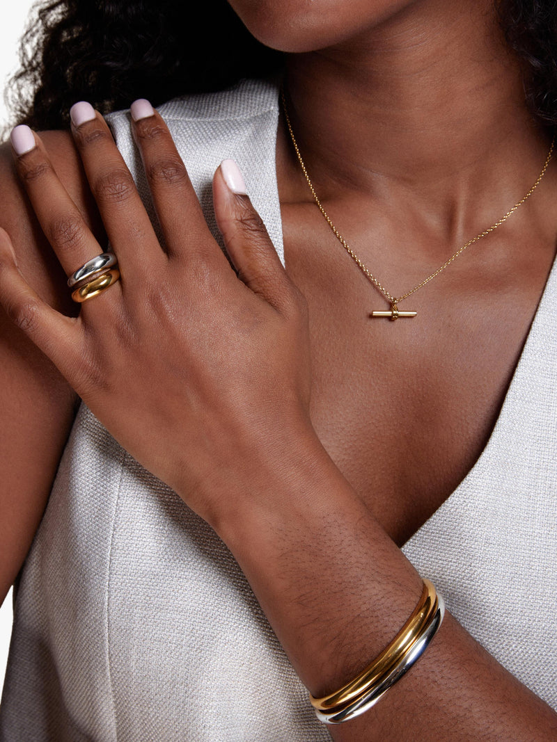 Orelia tapered dome ring pale gold 18ct - British product