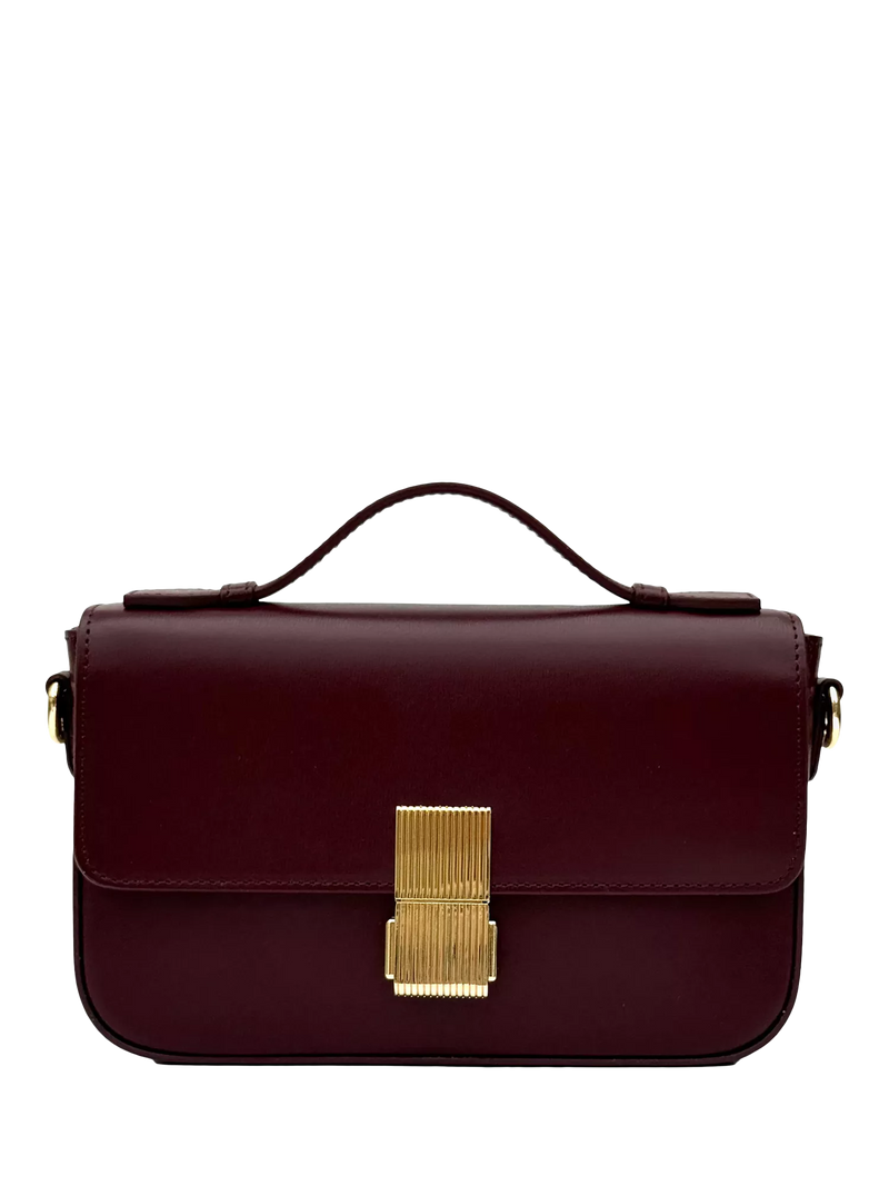 Apatchy London Flora Leather Top Handle Bag, Port