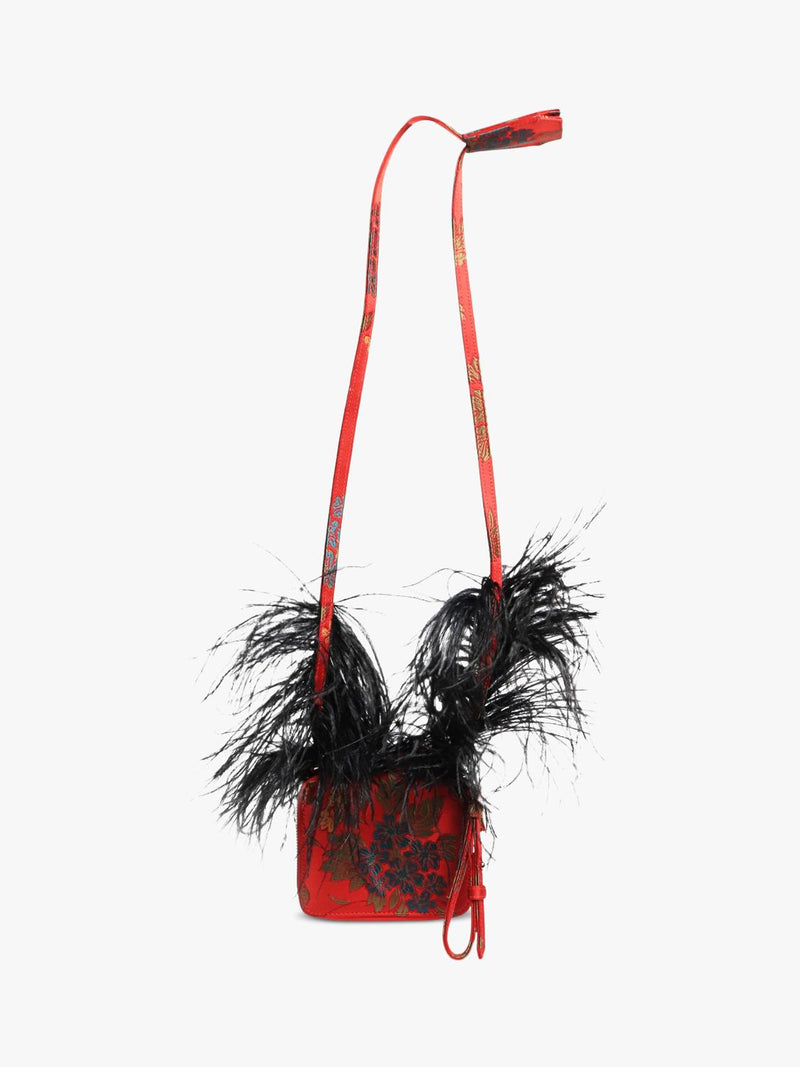 Marques Almeida red floral jacquard crossbody bag, UK version