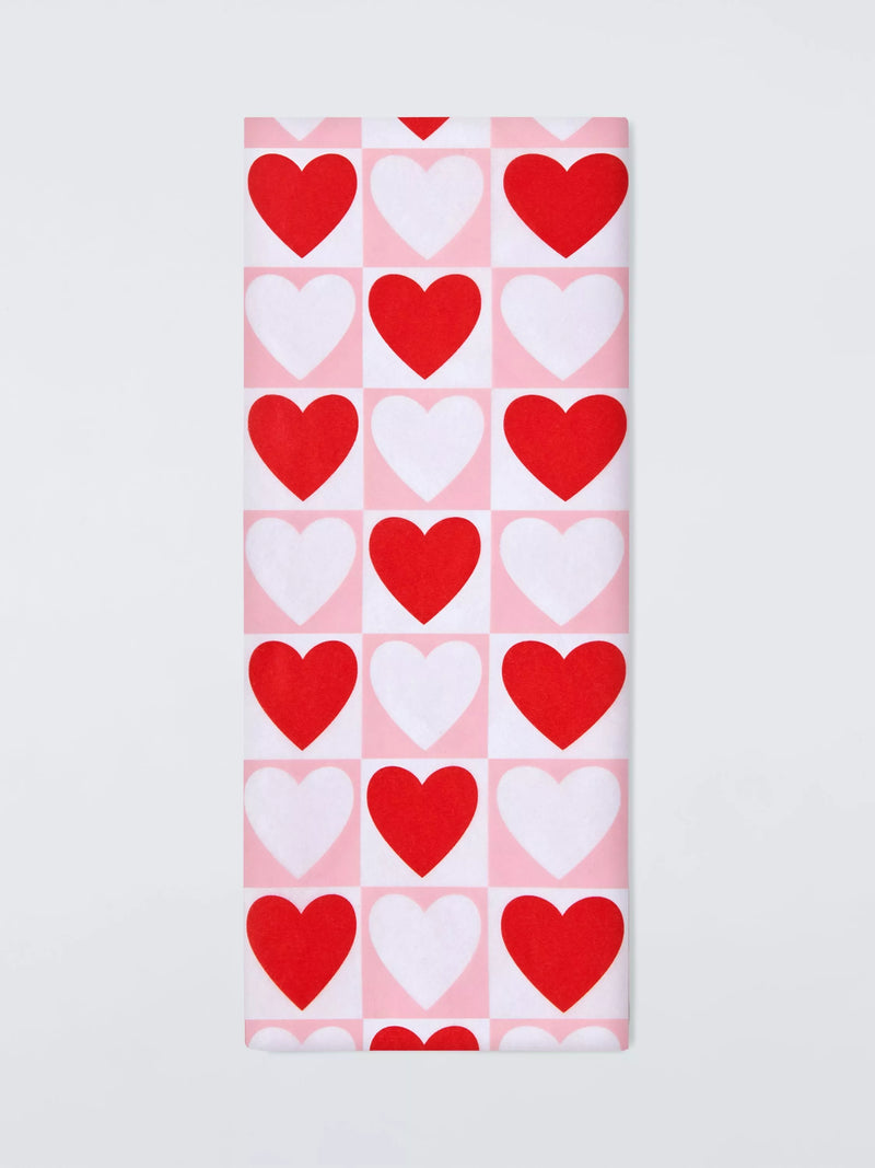 John Lewis hearts tissue paper pink red, UK version