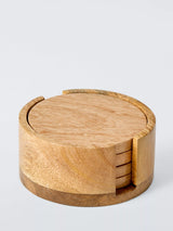 John Lewis John Lewis Round Coasters and Holder Set of 4 FSC-Certified Mango Wood- Buy online at McGrocer