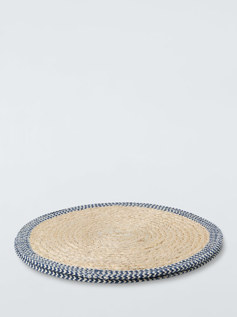 John Lewis cotton round placemat set natural indigo 35cm - British product