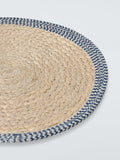 John Lewis cotton round placemat set natural indigo 35cm - British product