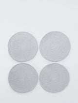 John Lewis John Lewis Woven Cotton Round Placemats, Set of 4, Ice Blue- Buy online at McGrocer