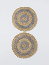 John Lewis John Lewis Rustic Woven Jute Round Placemat Set of 2 Cobalt/Natural- Buy online at McGrocer
